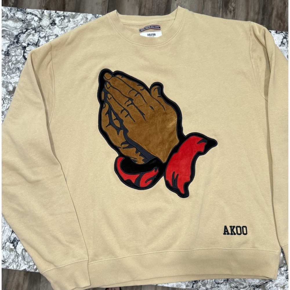 Evolution Sz 2XL African American Velvety Praying Hands Sweatshirt AKOO